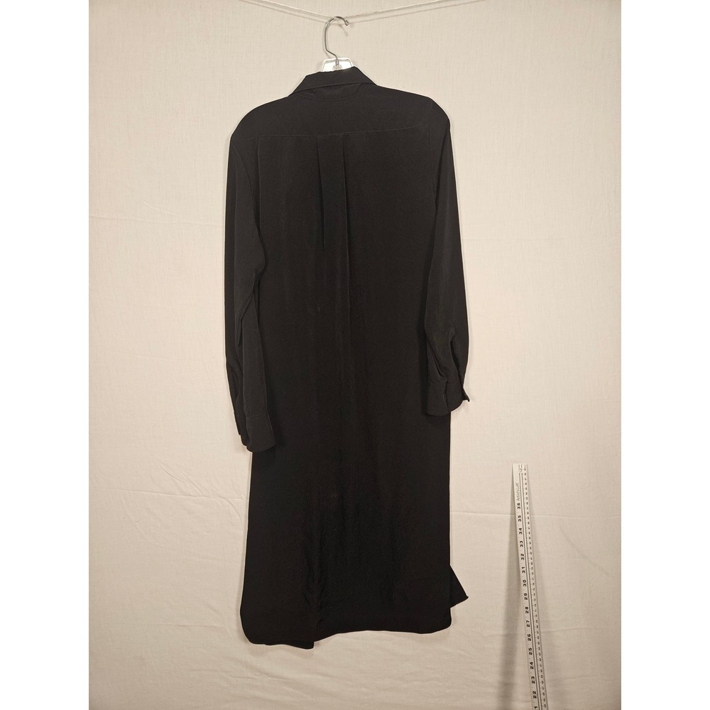 Dressbarn Womens Black Long Sleeve Hidden Button Down Midi Shirt Dress Size 14